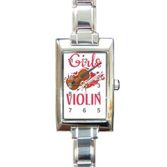 Violin T- Shirt Cool Girls Play Violin T- Shirt Rectangle Italian Charm Watch by maxcute