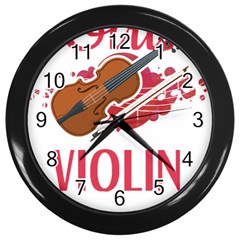 Violin T- Shirt Cool Girls Play Violin T- Shirt Wall Clock (black) by maxcute