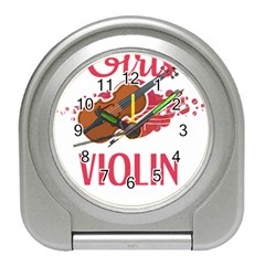 Violin T- Shirt Cool Girls Play Violin T- Shirt Travel Alarm Clock by maxcute