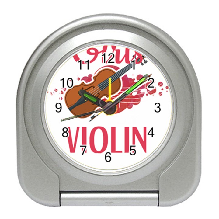 Violin T- Shirt Cool Girls Play Violin T- Shirt Travel Alarm Clock