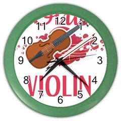 Violin T- Shirt Cool Girls Play Violin T- Shirt Color Wall Clock by maxcute