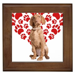 Vizsla Gifts T- Shirt Cool Vizsla Valentine Heart Paw Vizsla Dog Lover Valentine Costume T- Shirt Framed Tile by maxcute