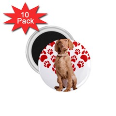 Vizsla Gifts T- Shirt Cool Vizsla Valentine Heart Paw Vizsla Dog Lover Valentine Costume T- Shirt 1 75  Magnets (10 Pack)  by maxcute