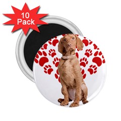 Vizsla Gifts T- Shirt Cool Vizsla Valentine Heart Paw Vizsla Dog Lover Valentine Costume T- Shirt 2 25  Magnets (10 Pack)  by maxcute