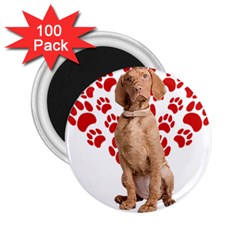 Vizsla Gifts T- Shirt Cool Vizsla Valentine Heart Paw Vizsla Dog Lover Valentine Costume T- Shirt 2 25  Magnets (100 Pack)  by maxcute