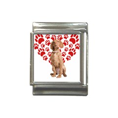 Vizsla Gifts T- Shirt Cool Vizsla Valentine Heart Paw Vizsla Dog Lover Valentine Costume T- Shirt Italian Charm (13mm) by maxcute