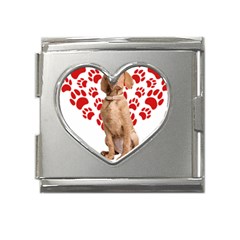 Vizsla Gifts T- Shirt Cool Vizsla Valentine Heart Paw Vizsla Dog Lover Valentine Costume T- Shirt Mega Link Heart Italian Charm (18mm) by maxcute