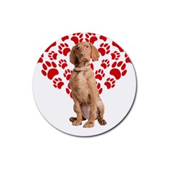 Vizsla Gifts T- Shirt Cool Vizsla Valentine Heart Paw Vizsla Dog Lover Valentine Costume T- Shirt Rubber Coaster (round) by maxcute