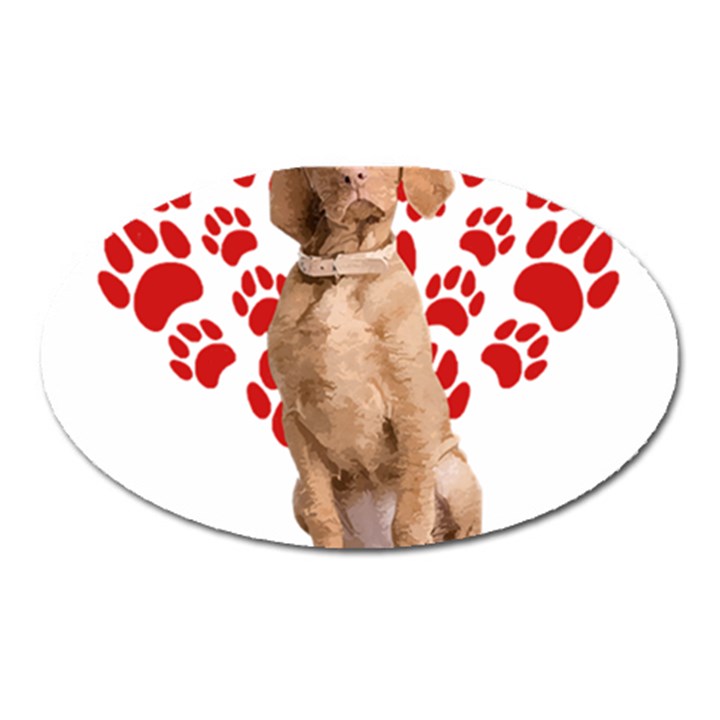 Vizsla Gifts T- Shirt Cool Vizsla Valentine Heart Paw Vizsla Dog Lover Valentine Costume T- Shirt Oval Magnet