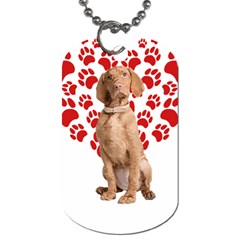 Vizsla Gifts T- Shirt Cool Vizsla Valentine Heart Paw Vizsla Dog Lover Valentine Costume T- Shirt Dog Tag (one Side) by maxcute