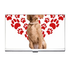 Vizsla Gifts T- Shirt Cool Vizsla Valentine Heart Paw Vizsla Dog Lover Valentine Costume T- Shirt Business Card Holder by maxcute