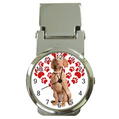 Vizsla Gifts T- Shirt Cool Vizsla Valentine Heart Paw Vizsla Dog Lover Valentine Costume T- Shirt Money Clip Watches by maxcute