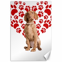 Vizsla Gifts T- Shirt Cool Vizsla Valentine Heart Paw Vizsla Dog Lover Valentine Costume T- Shirt Canvas 12  X 18  by maxcute