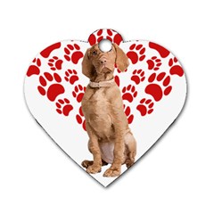 Vizsla Gifts T- Shirt Cool Vizsla Valentine Heart Paw Vizsla Dog Lover Valentine Costume T- Shirt Dog Tag Heart (one Side) by maxcute