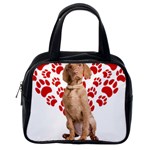 Vizsla Gifts T- Shirt Cool Vizsla Valentine Heart Paw Vizsla Dog Lover Valentine Costume T- Shirt Classic Handbag (Two Sides) Back