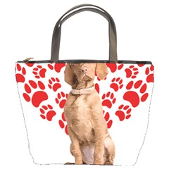 Vizsla Gifts T- Shirt Cool Vizsla Valentine Heart Paw Vizsla Dog Lover Valentine Costume T- Shirt Bucket Bag by maxcute