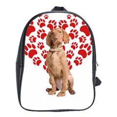 Vizsla Gifts T- Shirt Cool Vizsla Valentine Heart Paw Vizsla Dog Lover Valentine Costume T- Shirt School Bag (large) by maxcute