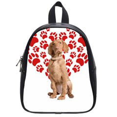 Vizsla Gifts T- Shirt Cool Vizsla Valentine Heart Paw Vizsla Dog Lover Valentine Costume T- Shirt School Bag (small) by maxcute