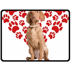 Vizsla Gifts T- Shirt Cool Vizsla Valentine Heart Paw Vizsla Dog Lover Valentine Costume T- Shirt One Side Fleece Blanket (large) by maxcute