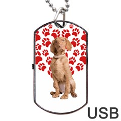 Vizsla Gifts T- Shirt Cool Vizsla Valentine Heart Paw Vizsla Dog Lover Valentine Costume T- Shirt Dog Tag Usb Flash (two Sides) by maxcute