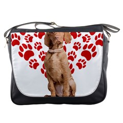 Vizsla Gifts T- Shirt Cool Vizsla Valentine Heart Paw Vizsla Dog Lover Valentine Costume T- Shirt Messenger Bag by maxcute