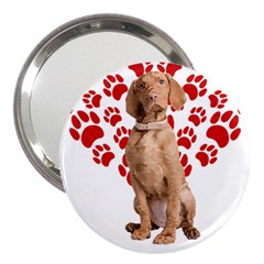 Vizsla Gifts T- Shirt Cool Vizsla Valentine Heart Paw Vizsla Dog Lover Valentine Costume T- Shirt 3  Handbag Mirrors by maxcute