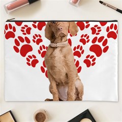 Vizsla Gifts T- Shirt Cool Vizsla Valentine Heart Paw Vizsla Dog Lover Valentine Costume T- Shirt Cosmetic Bag (xxxl) by maxcute