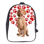 Vizsla Gifts T- Shirt Cool Vizsla Valentine Heart Paw Vizsla Dog Lover Valentine Costume T- Shirt School Bag (XL) Front