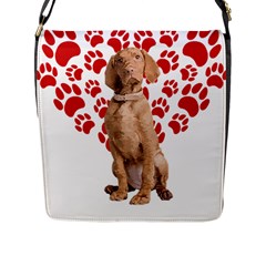 Vizsla Gifts T- Shirt Cool Vizsla Valentine Heart Paw Vizsla Dog Lover Valentine Costume T- Shirt Flap Closure Messenger Bag (l) by maxcute