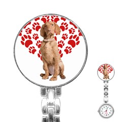 Vizsla Gifts T- Shirt Cool Vizsla Valentine Heart Paw Vizsla Dog Lover Valentine Costume T- Shirt Stainless Steel Nurses Watch by maxcute