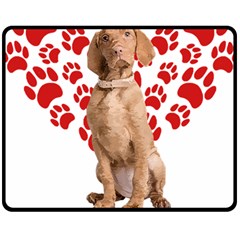 Vizsla Gifts T- Shirt Cool Vizsla Valentine Heart Paw Vizsla Dog Lover Valentine Costume T- Shirt Fleece Blanket (medium) by maxcute