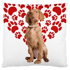 Vizsla Gifts T- Shirt Cool Vizsla Valentine Heart Paw Vizsla Dog Lover Valentine Costume T- Shirt Standard Premium Plush Fleece Cushion Case (one Side) by maxcute