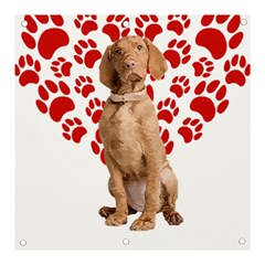 Vizsla Gifts T- Shirt Cool Vizsla Valentine Heart Paw Vizsla Dog Lover Valentine Costume T- Shirt Banner And Sign 3  X 3  by maxcute