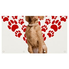 Vizsla Gifts T- Shirt Cool Vizsla Valentine Heart Paw Vizsla Dog Lover Valentine Costume T- Shirt Banner And Sign 7  X 4  by maxcute