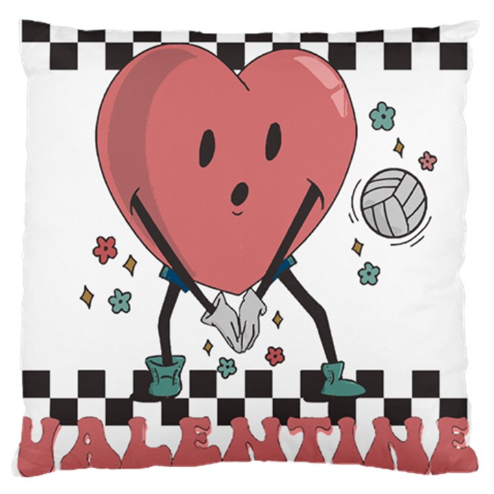 Volleyball Heart T- Shirt Retro Volleyball Valentines Day Shirt, Volleyball Is My Valentine, Volleyb Standard Premium Plush Fleece Cushion Case (Two Sides)