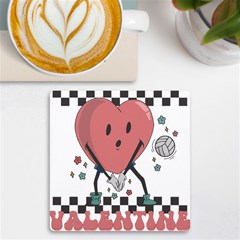 Volleyball Heart T- Shirt Retro Volleyball Valentines Day Shirt, Volleyball Is My Valentine, Volleyb Uv Print Square Tile Coaster  by maxcute