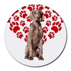 Weimaraner Gifts T- Shirt Cool Weimaraner Valentine Heart Paw Weimaraner Dog Lover Valentine Costume Round Mousepad by maxcute