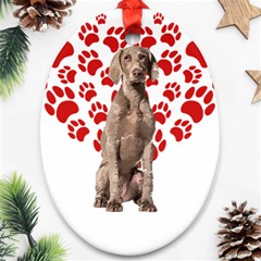 Weimaraner Gifts T- Shirt Cool Weimaraner Valentine Heart Paw Weimaraner Dog Lover Valentine Costume Ornament (oval) by maxcute