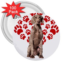 Weimaraner Gifts T- Shirt Cool Weimaraner Valentine Heart Paw Weimaraner Dog Lover Valentine Costume 3  Buttons (100 Pack)  by maxcute