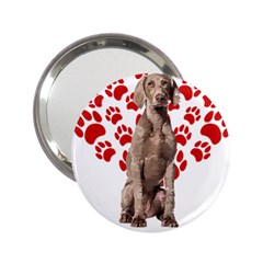 Weimaraner Gifts T- Shirt Cool Weimaraner Valentine Heart Paw Weimaraner Dog Lover Valentine Costume 2 25  Handbag Mirrors by maxcute