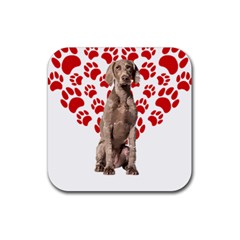 Weimaraner Gifts T- Shirt Cool Weimaraner Valentine Heart Paw Weimaraner Dog Lover Valentine Costume Rubber Coaster (square) by maxcute