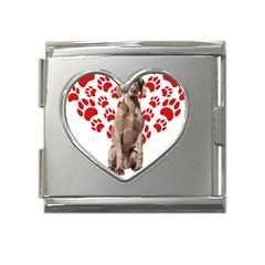 Weimaraner Gifts T- Shirt Cool Weimaraner Valentine Heart Paw Weimaraner Dog Lover Valentine Costume Mega Link Heart Italian Charm (18mm) by maxcute