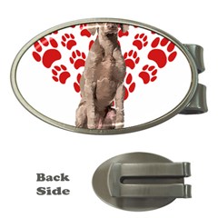 Weimaraner Gifts T- Shirt Cool Weimaraner Valentine Heart Paw Weimaraner Dog Lover Valentine Costume Money Clips (oval)  by maxcute