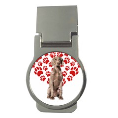 Weimaraner Gifts T- Shirt Cool Weimaraner Valentine Heart Paw Weimaraner Dog Lover Valentine Costume Money Clips (round)  by maxcute