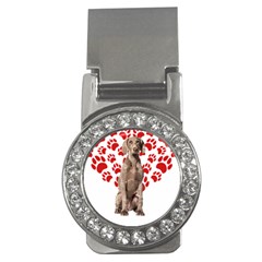 Weimaraner Gifts T- Shirt Cool Weimaraner Valentine Heart Paw Weimaraner Dog Lover Valentine Costume Money Clips (cz)  by maxcute