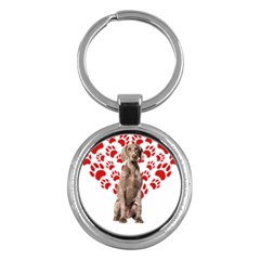 Weimaraner Gifts T- Shirt Cool Weimaraner Valentine Heart Paw Weimaraner Dog Lover Valentine Costume Key Chain (round) by maxcute