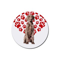 Weimaraner Gifts T- Shirt Cool Weimaraner Valentine Heart Paw Weimaraner Dog Lover Valentine Costume Rubber Coaster (round) by maxcute