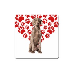 Weimaraner Gifts T- Shirt Cool Weimaraner Valentine Heart Paw Weimaraner Dog Lover Valentine Costume Square Magnet by maxcute