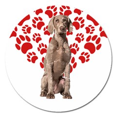 Weimaraner Gifts T- Shirt Cool Weimaraner Valentine Heart Paw Weimaraner Dog Lover Valentine Costume Magnet 5  (round) by maxcute