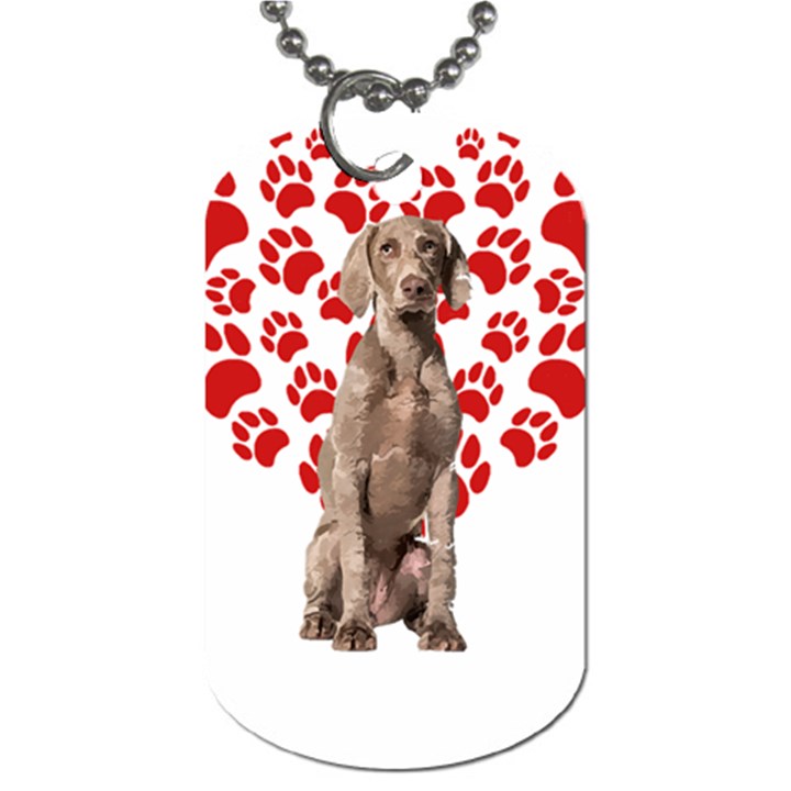 Weimaraner Gifts T- Shirt Cool Weimaraner Valentine Heart Paw Weimaraner Dog Lover Valentine Costume Dog Tag (Two Sides)